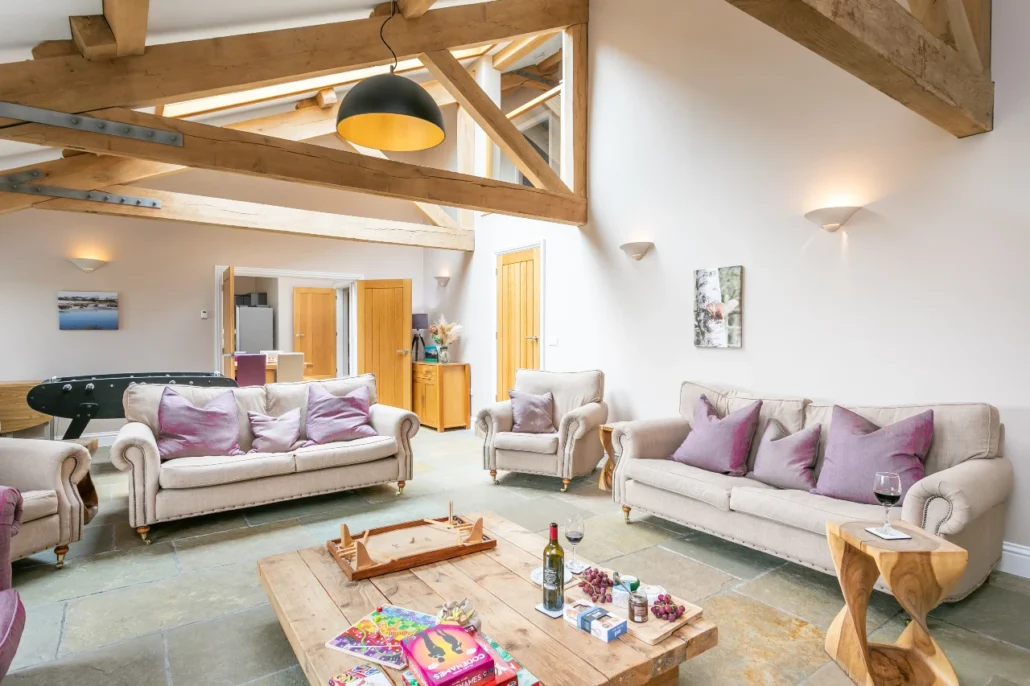 Brockram Barn Sitting Room with a selection of games we provide